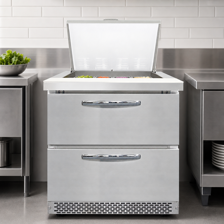 Product image #3 for Continental Refrigerator Mighty Top SW32N12M-FB-D 32" One-Section Front Breathing Sandwich Unit with Drawers