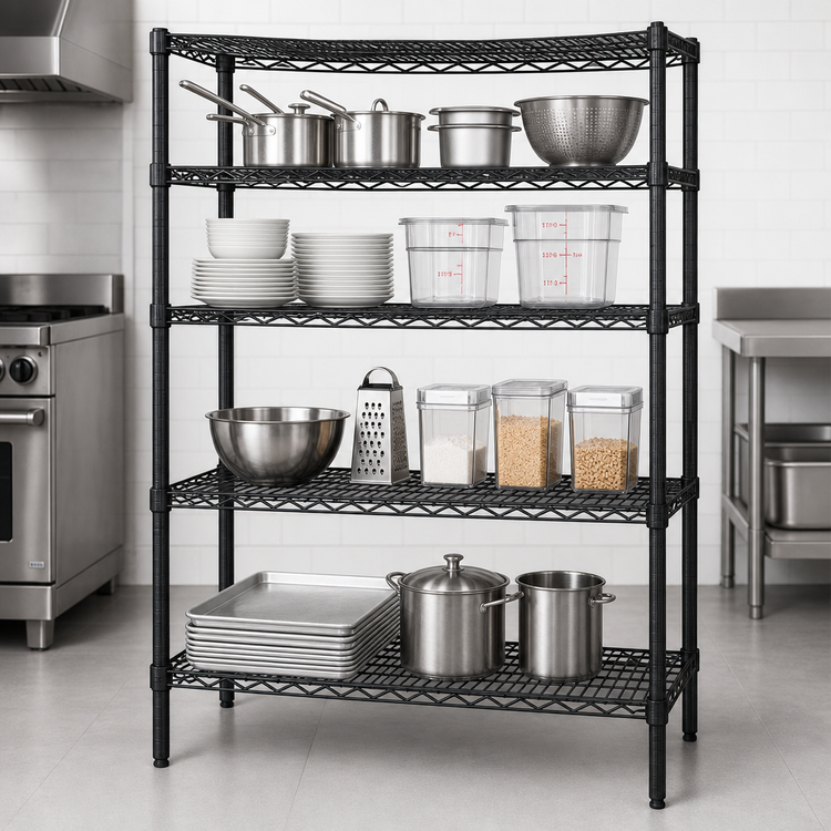 Product image #3 for Quantum 60-Inch W x 30-Inch D x 63-Inch H Stationary 4-Shelf Wire Shelving Starter Kit, Black Epoxy