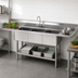Thumbnail image #3 for Advance Tabco Special Value Series 3-Compartment Fabricated Sink with Left and Right Drainboards, 24 x 24 x 14 Bowls