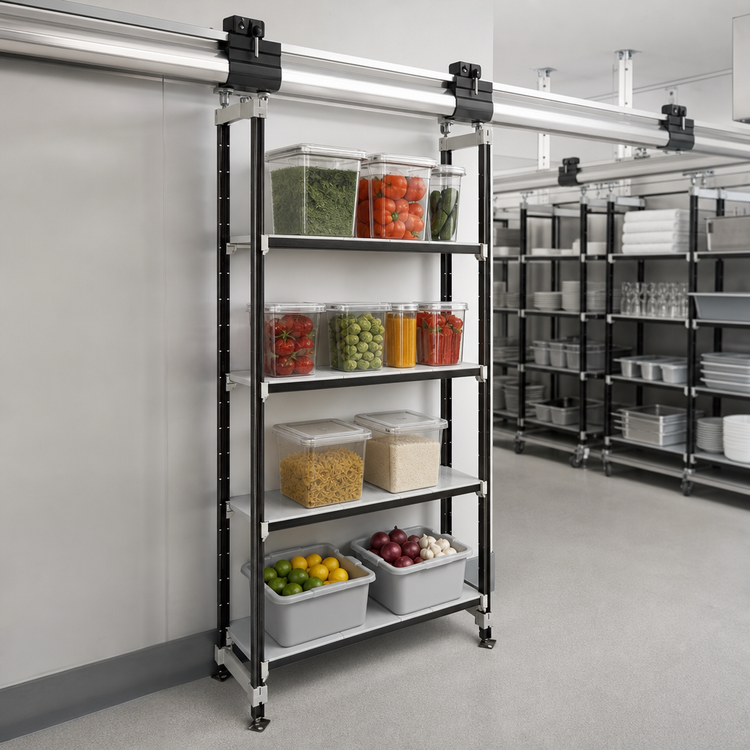 Product image #3 for Cambro Camshelving Elements XTRA High Density Top Rail 4-Shelf Solid Stationary Starter Unit, 18 x 36 x 81 Inches