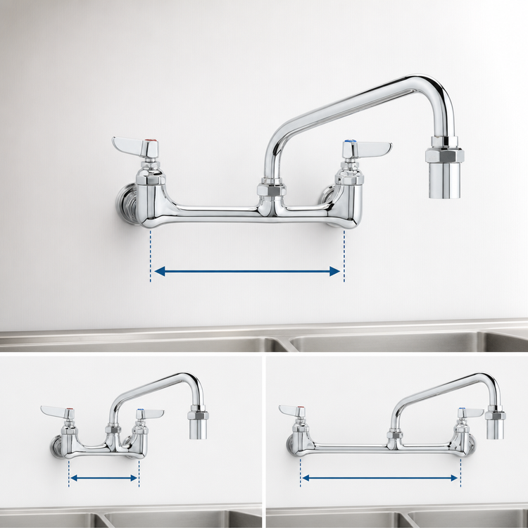 Product image #3 for T&S Brass Wall-Mount Swivel Pantry Sink Mixing Faucet with 12-Inch Double Joint Swing Nozzle, 8-Inch Centers