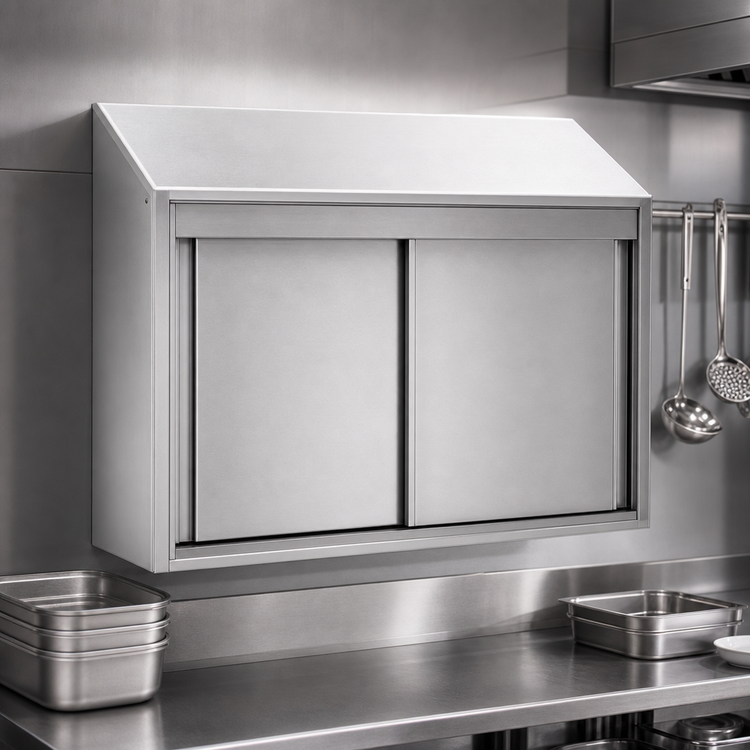 Product image #3 for Eagle Group WCS-90 90" Wall-Mounted Stainless Steel Storage Cabinet with Sliding Doors