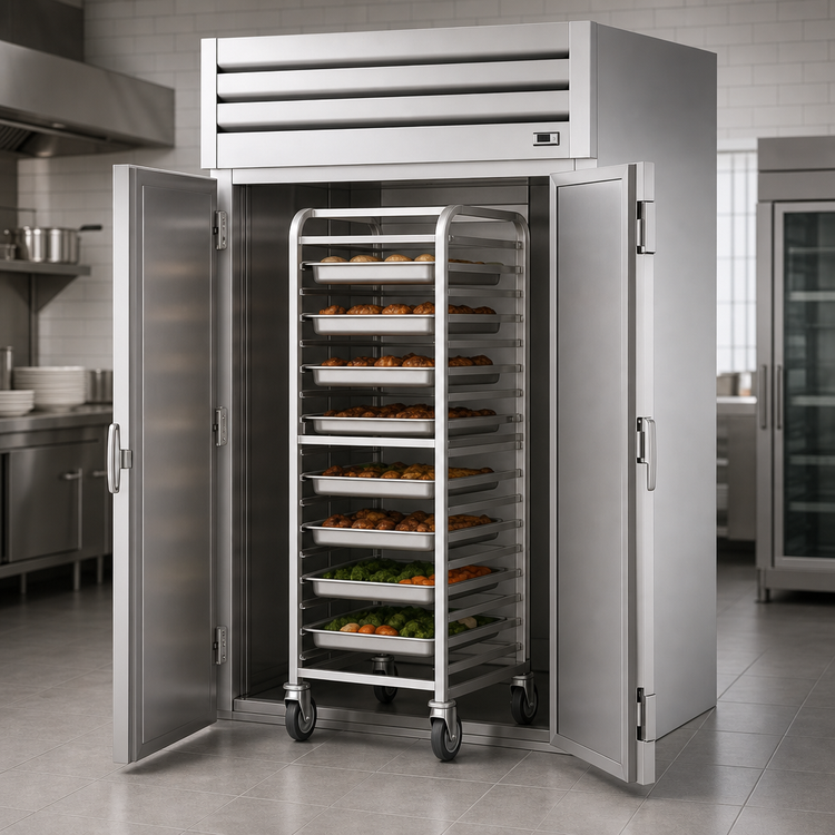 Product image #3 for True Spec Series Roll-Thru Heated Holding Cabinet, Two-Section, Solid Swing Doors, Stainless Steel Front with Aluminum Sides