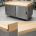 Thumbnail image #3 for BK Resources Chef Table with 1-3/4-Inch Hard Maple Bakers Top, Stainless Steel Cabinet Base, Sliding Doors, 60 x 30 Inches