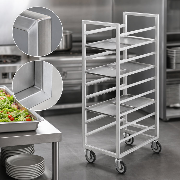 Product image #3 for Mobile Single-Section Stainless Steel Cafeteria Tray Rack, End Load, 24-Tray Capacity