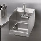 Thumbnail image #3 for Serv-Ware HS10S-CWP Wall-Mounted 304 Stainless Steel Hand Sink, 9 x 9 x 4-Inch Bowl, Double Splash Guards, Faucet Included