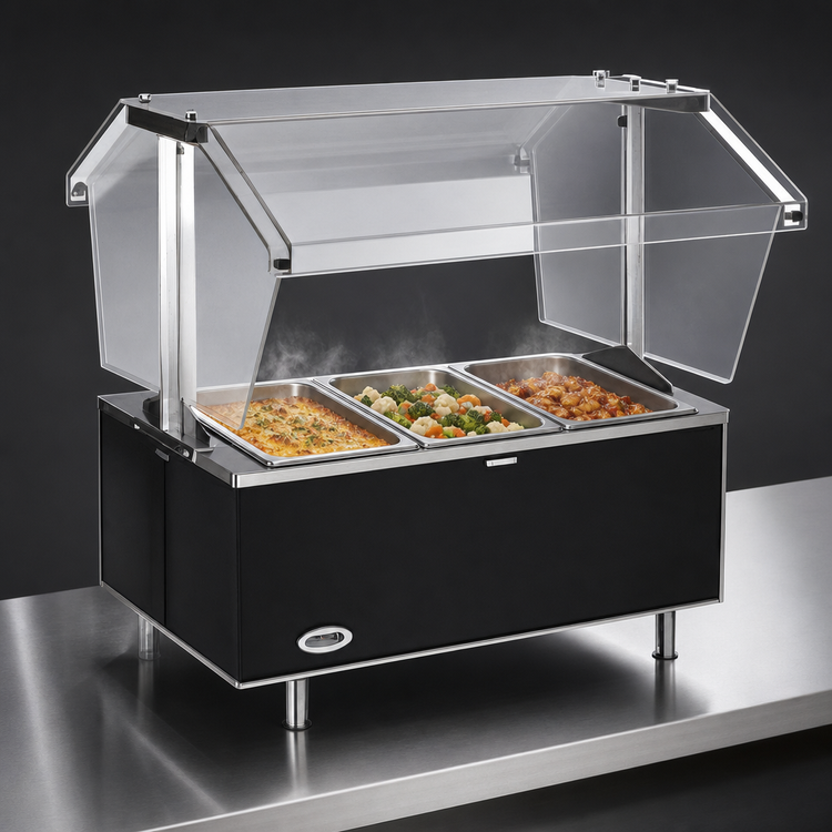 Product image #3 for Eagle Group Service Mate Deluxe Countertop Buffet Hot Food Table, 3 Wells, Sneeze Guard, 48 Inch, 120V