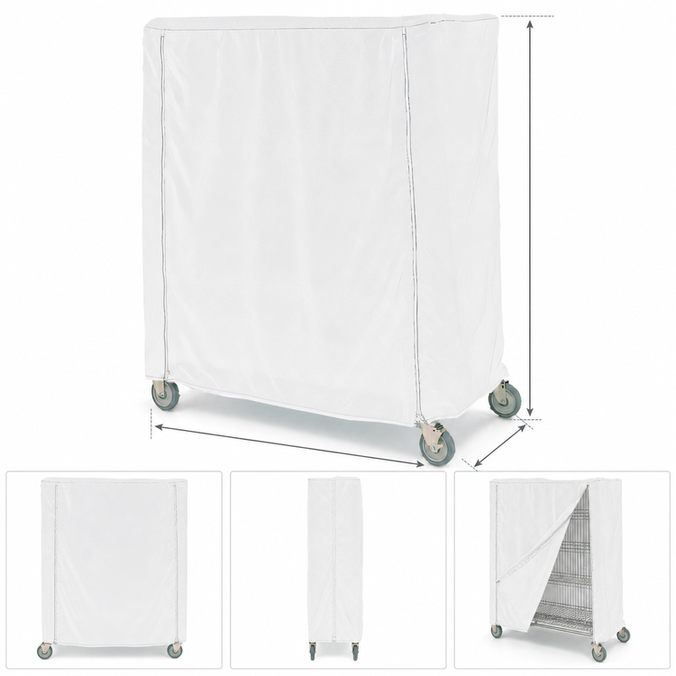 Product image #3 for Metro 60 x 18 x 62 Inch White Uncoated Knitted Polyester Cart Cover with Velcro Fastener