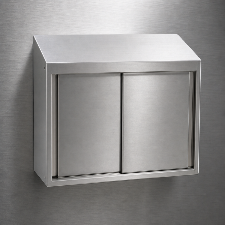 Product image #3 for Eagle Group WCS-24 Wall-Mounted Stainless Steel Cabinet with Sliding Doors, 24 Inch W x 15 Inch D x 28 Inch H
