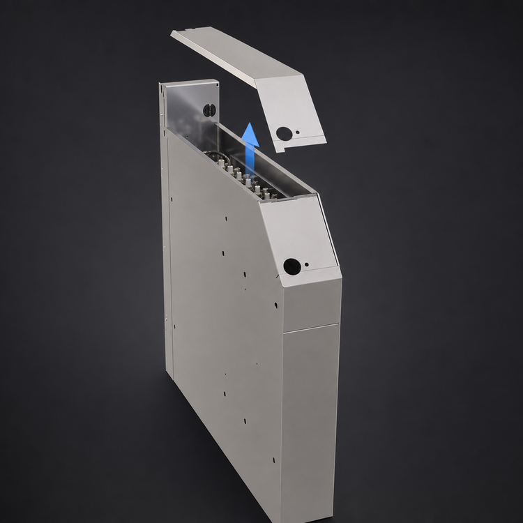 Product image #3 for Glastender Extra Deep Stainless Steel Soda Manifold Housing, 4"W x 24"D x 25"H, No Legs