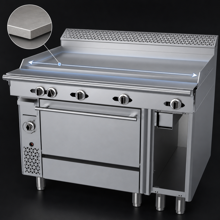 Product image #3 for Garland Cuisine Series 48" Heavy Duty Gas Griddle Top Range with Standard Oven and Right-Side Open Storage Base