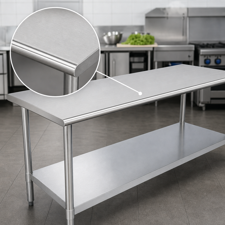Product image #3 for Advance Tabco Special Value Series 84 Inch x 24 Inch 18-Gauge 430 Stainless Steel Work Table with Galvanized Undershelf