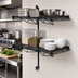 Thumbnail image #3 for Quantum Wall-Mounted Cantilever Double Shelf Wire Shelving Kit, 48 x 24 Inches, Black Epoxy Antimicrobial Finish