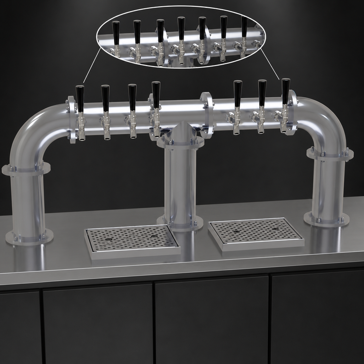 Product image #3 for Pipe Bridge Countertop Air-Cooled Draft Dispensing Tower with 6 Faucets