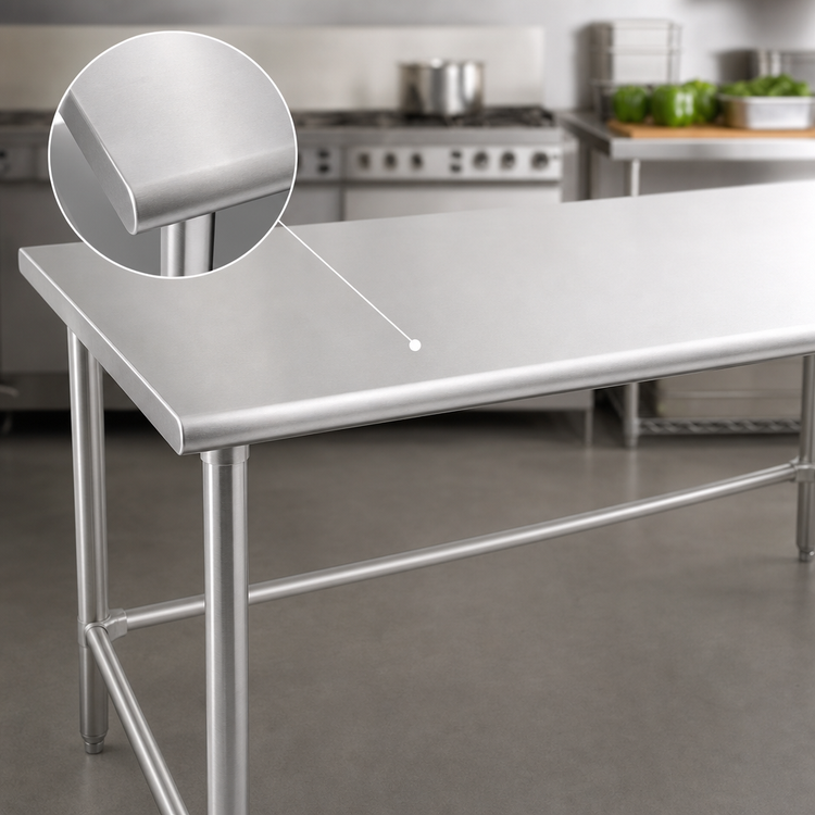 Product image #3 for Eagle Deluxe Series 108 Inch x 30 Inch Stainless Steel Work Table with Flat Top, Open Base