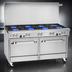 Thumbnail image #3 for Ultimate 60-Inch Gas Restaurant Range with 8 Open Burners, Convection Oven, and Cabinet Base
