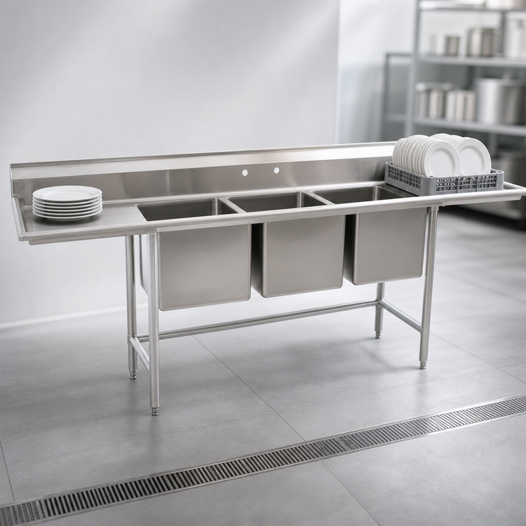 Product image #3 for Eagle Group S16 Series 3-Compartment Stainless Steel Sink with 24" Left Drainboard
