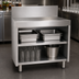 Thumbnail image #3 for Glastender Underbar Stainless Steel Drainboard Cabinet Base, Open Front, 30 Inch x 19 Inch