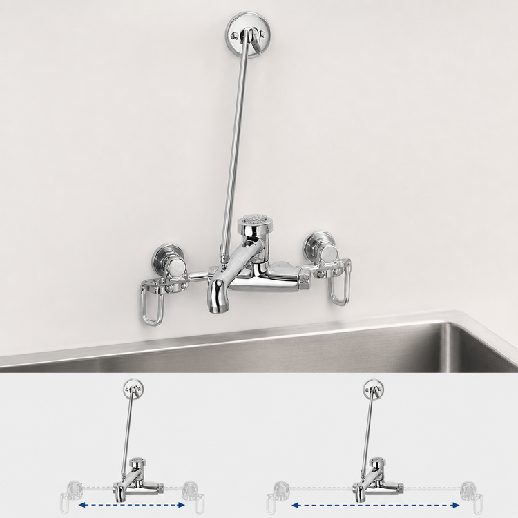 Product image #3 for T&S Brass B-0667-RGHM Rough Chrome-Plated Service Sink Faucet with Adjustable Centers, Vacuum Breaker Nozzle, and Pail Hook