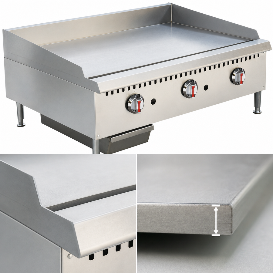 3/4-Inch Polished Steel Griddle Plate
