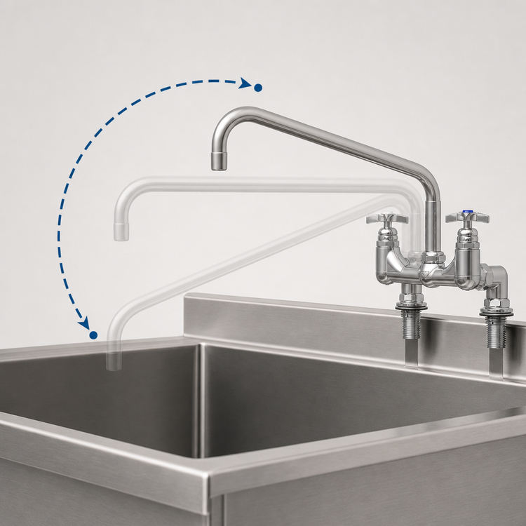 Product image #3 for T&S Brass Big-Flo 8-Inch Deck Mount Mixing Faucet with 14-Inch Swing Nozzle