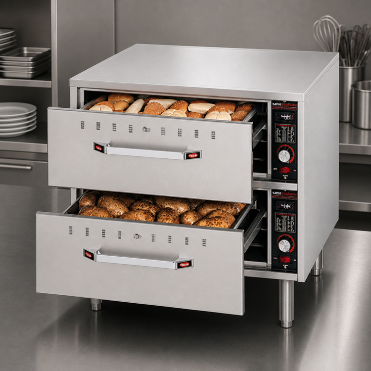 Product image #3 for Hatco Quick Ship Freestanding Two-Drawer Stainless Steel Warming Drawer Unit, 120V