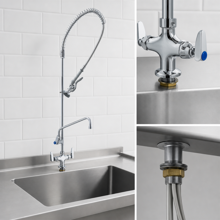 Product image #3 for T&S Brass EasyInstall Single-Hole Deck-Mount Pre-Rinse Unit with 12-Inch Add-On Faucet