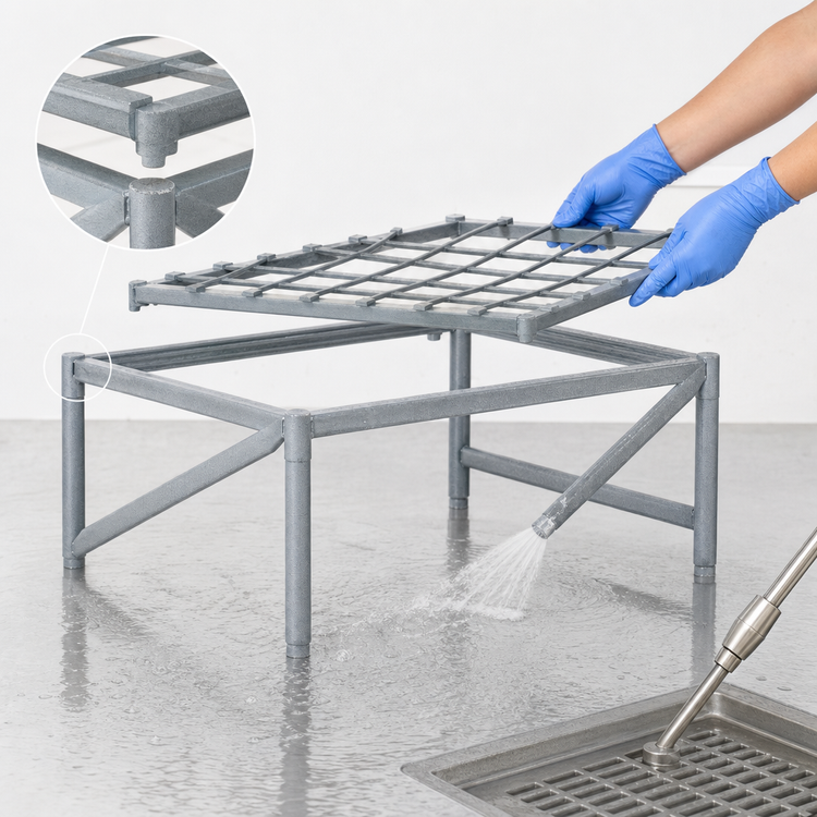 Product image #3 for Super Erecta 36 Inch x 18 Inch Dunnage Rack with Lift-Off Mat, 14-1/2 Inch High, Metroseal 3 Epoxy-Coated, 1600 lb Capacity