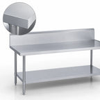 Thumbnail image #3 for Duke Manufacturing 314S-36144-10R 144-Inch Stainless Steel Work Table, 14-Gauge 300 Series Top, 10-Inch Riser, Undershelf
