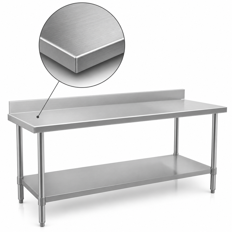 Product image #3 for Eagle Group Spec-Master Marine Series 144-Inch x 30-Inch Stainless Steel Work Table with 4-1/2-Inch Backsplash and Undershelf