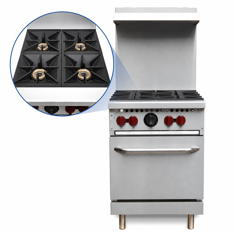 Product image #4 for Vulcan SX Series 24-Inch Natural Gas Restaurant Range with 4 Open Burners and Space Saver Oven