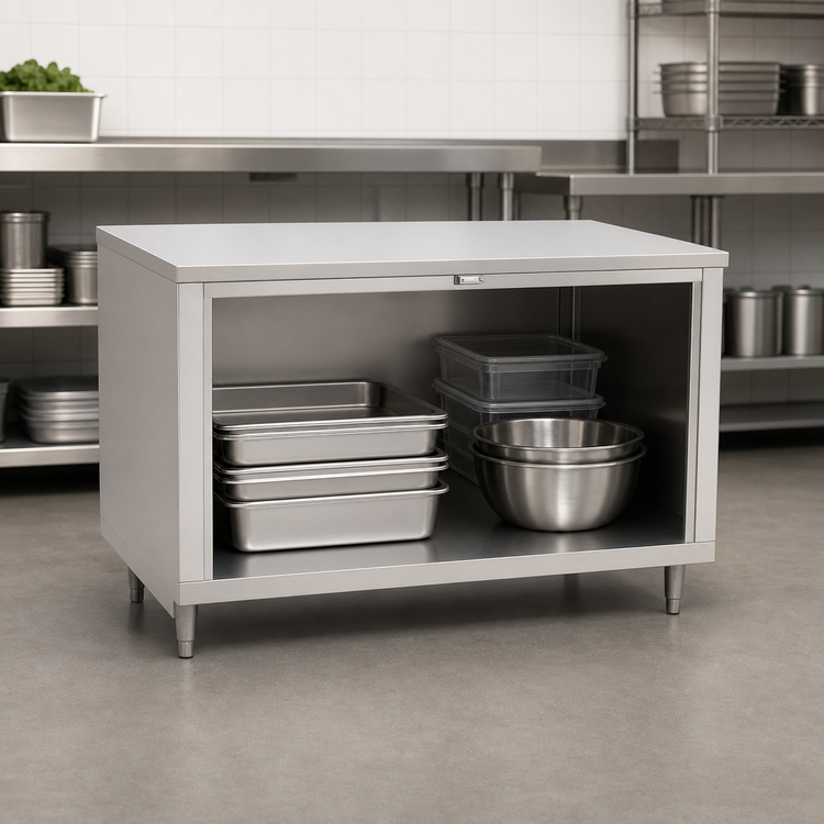 Product image #3 for John Boos 60-Inch x 30-Inch Stainless Steel Work Table with Open Front Cabinet Base