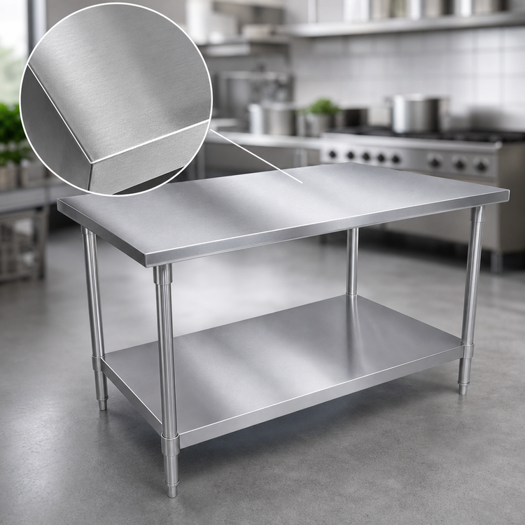 Product image #3 for John Boos Stallion 30" W x 36" D 14-Gauge Stainless Steel Flat Top Work Table with Adjustable Undershelf