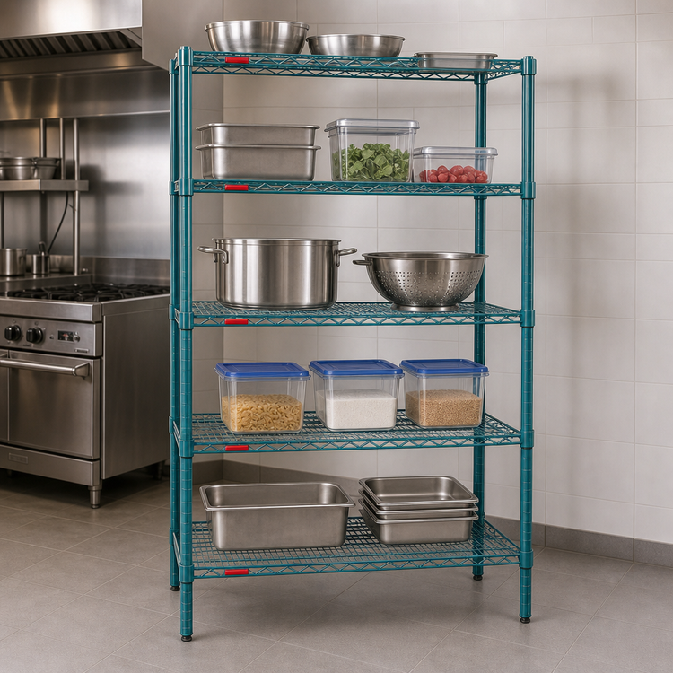 Product image #3 for EagleGard 5-Tier Starter Wire Shelving Unit, 24 x 24 x 74 Inches, Hybrid Epoxy Finish