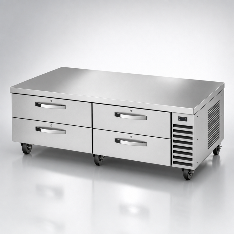 Product image #3 for True 82-3/8-Inch Wide Refrigerated Chef Base with 4 Locking Drawers, Stainless Steel, Self-Contained Side-Mounted Refrigeration