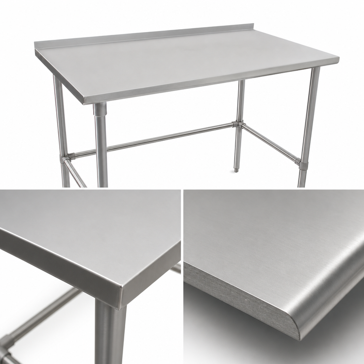Product image #3 for John Boos Stallion 60" x 30" Stainless Steel Top Work Table with 1-1/2" Rear Riser and Safety Edge