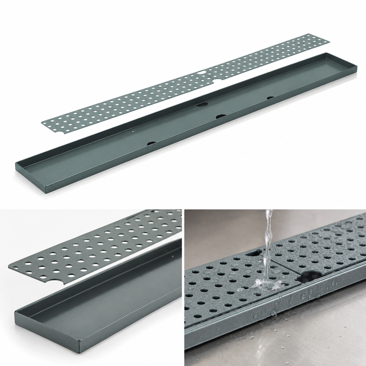 Product image #3 for Advance Tabco DRKR-12 12-Inch Stainless Steel Bar Drink Rail with Removable Perforated Grate