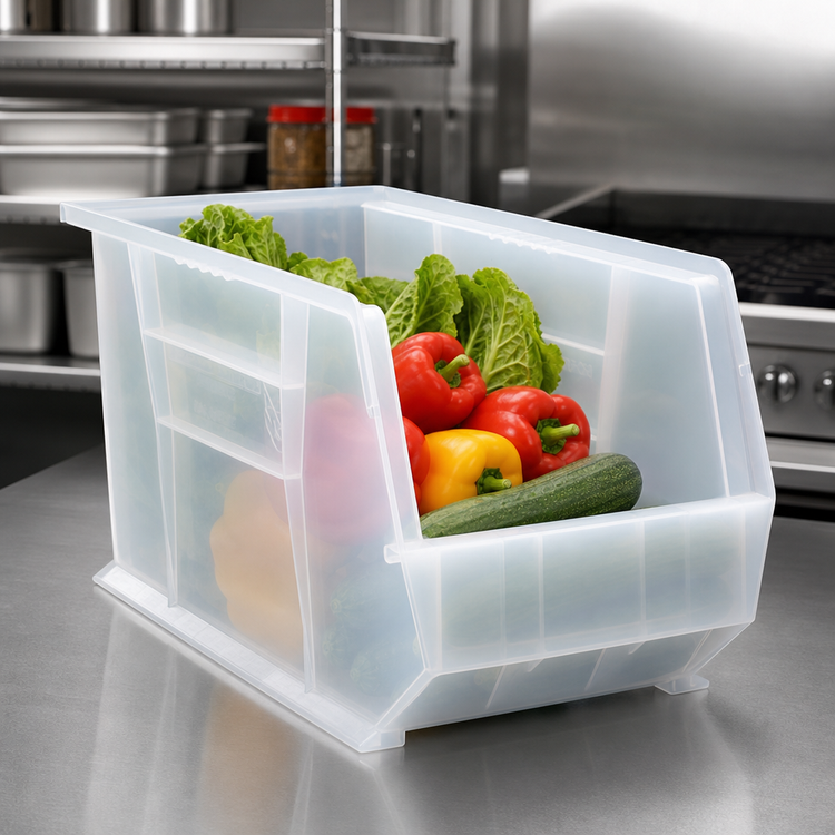Product image #4 for Quantum Ultra Stack & Hang Clear Polypropylene Storage Bin, 8-1/4 x 18 x 9 Inches