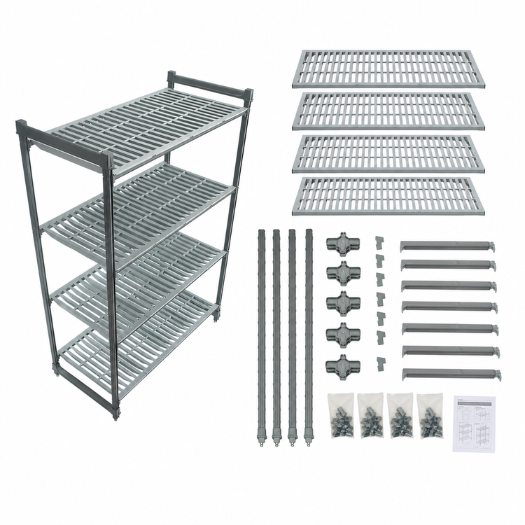 Product image #3 for Cambro Camshelving Basics Plus 4-Shelf Stationary Starter Unit, 18 x 42 x 72 Inches, Vented, Brushed Graphite