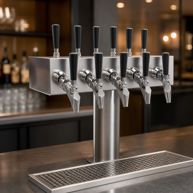 Product image #3 for Krowne 12-Faucet Double-Sided T-Head Glycol-Cooled Countertop Beer Tower, 18-Inch