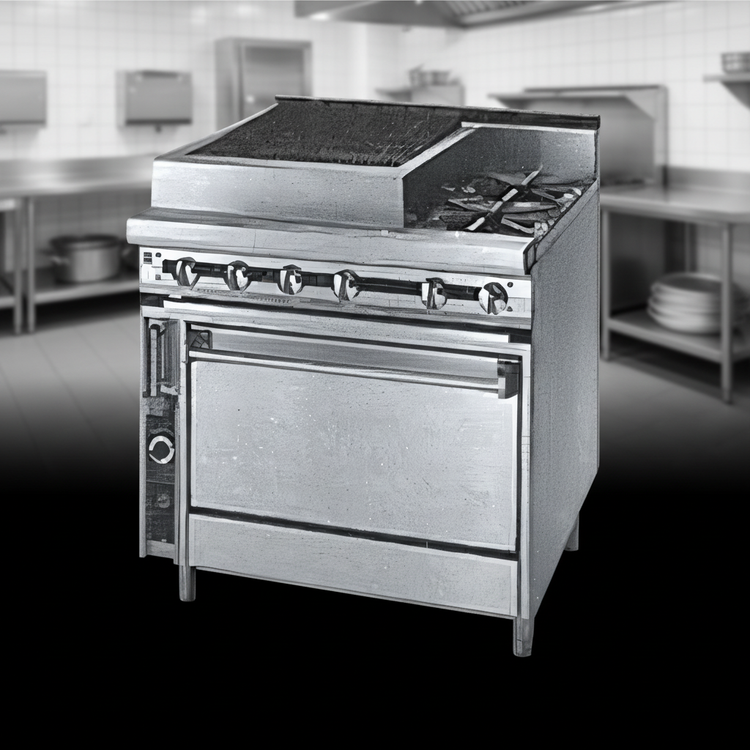 Product image #2 for Titan 36" Heavy Duty Gas Range with 18" Charbroiler and Standard Oven