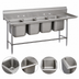 Thumbnail image #3 for Advance Tabco Regaline 4-Compartment Stainless Steel Sink with Right-Hand Drainboard, 24 x 24 Inch Bowls, 14 Gauge 304 Stainless Steel