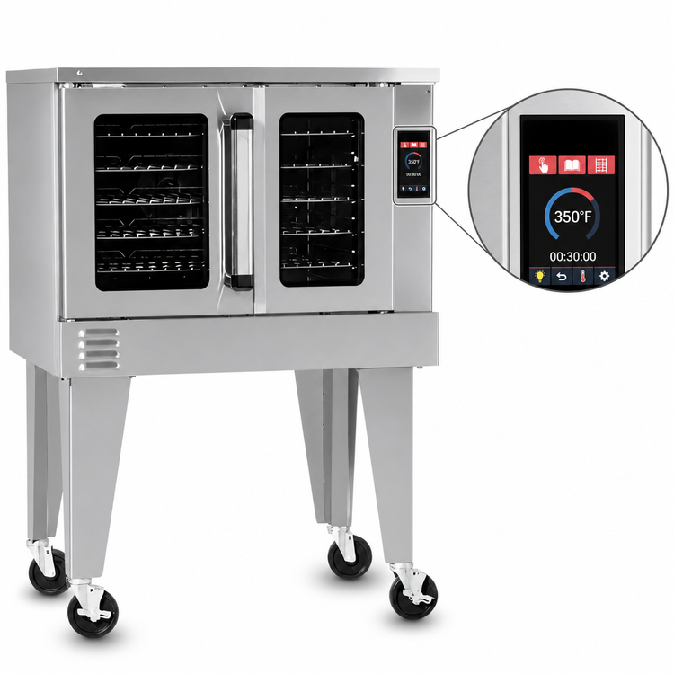 Product image #3 for Platinum Full-Size Single Deck Standard-Depth 50,000 BTU Gas Convection Oven with Touchscreen Controls and Independent Doors