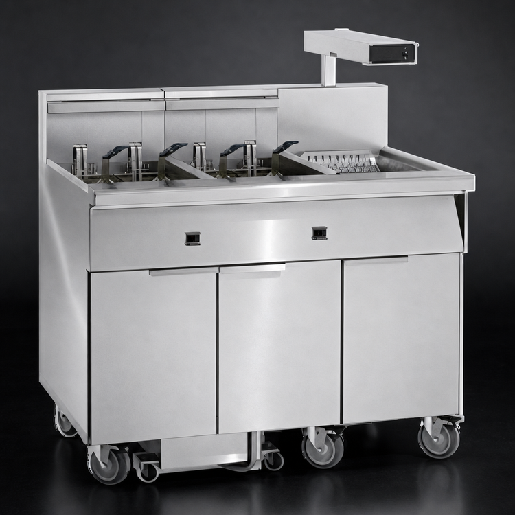 Product image #3 for Imperial Electric Floor Fryer with 3 Tanks, 50 lb. Capacity Each, Built-In Filter System and Computer Controls