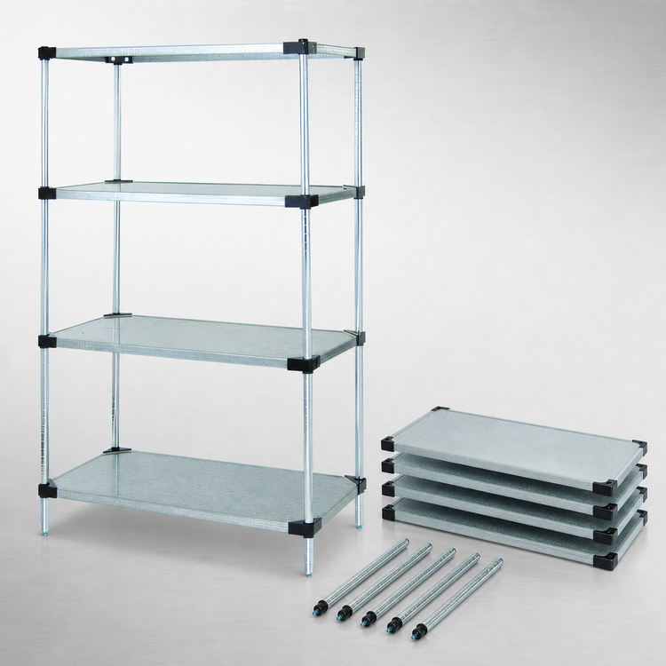 Product image #3 for Quantum Solid Shelving Starter Kit with 4 Shelves, 36 x 14 x 74 Inches, Galvanized Steel
