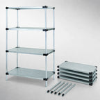 Thumbnail image #3 for Quantum WR74-1436SG Stationary Solid Shelving Starter Kit, 4 Shelves, Galvanized Steel, 36"W x 14"D x 74"H