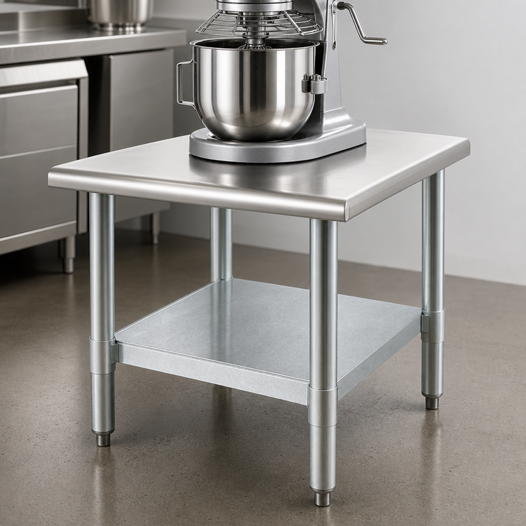 Product image #3 for Eagle Group 30-Inch Square Stationary Mixer Stand with Stainless Steel Top and Galvanized Undershelf