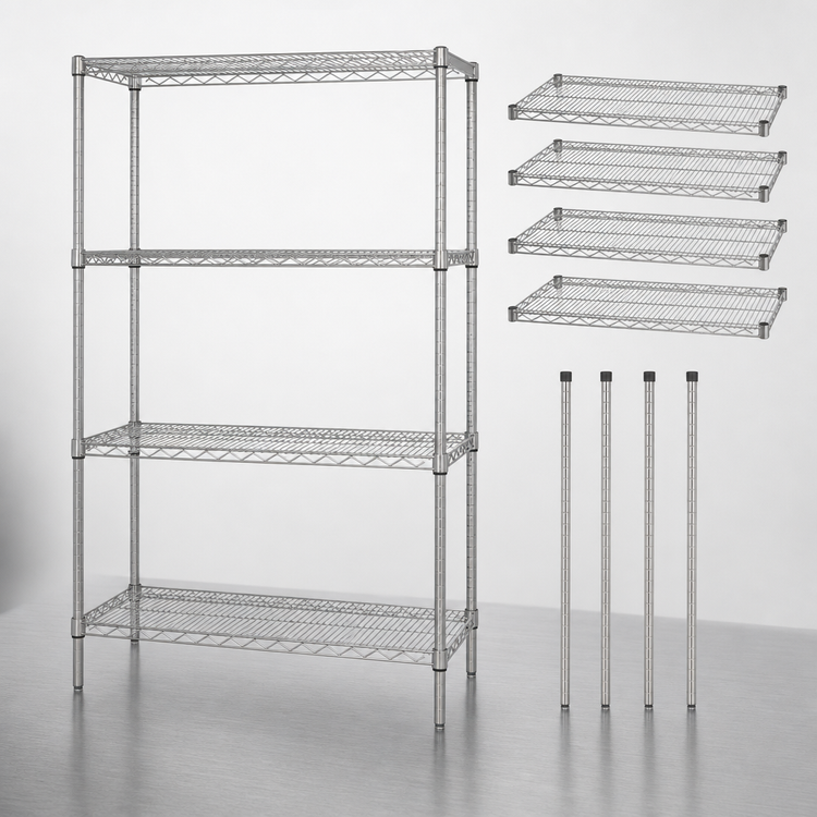 Product image #3 for Quantum 36-Inch x 36-Inch x 54-Inch Wire Shelving Starter Kit, 4-Shelf, 304 Stainless Steel
