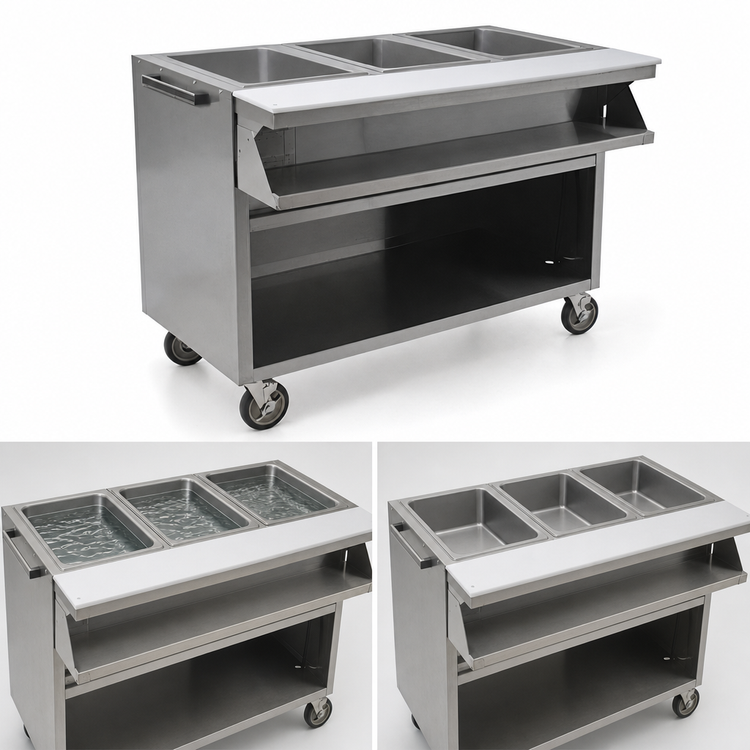 Product image #3 for Spec-Master Mobile Electric Sealed Well Hot Food Table with 2 Wells, Sliding Doors, 240V/3-Phase