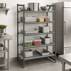 Thumbnail image #3 for Cambro Camshelving® Basics Plus CBU216084V5580 5-Tier Stationary Louvered Polymer Shelving Unit, 21 x 60 x 84 Inches, Brushed Graphite